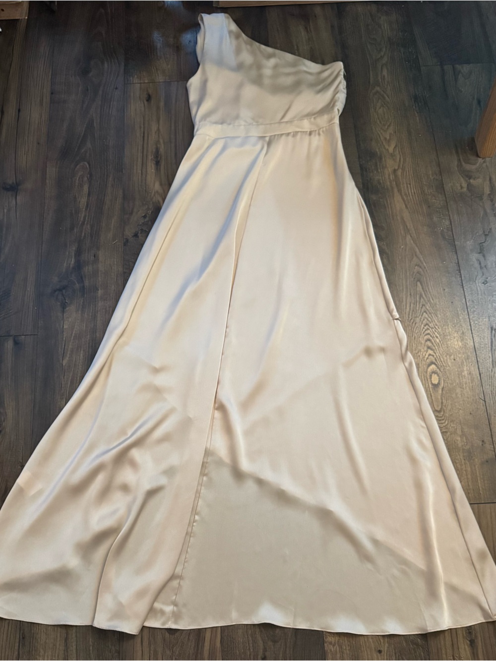 NWT TFNC London Delali One Shoulder Satin Maxi Dress Blush Champagne Size 10 - Picture 12 of 16